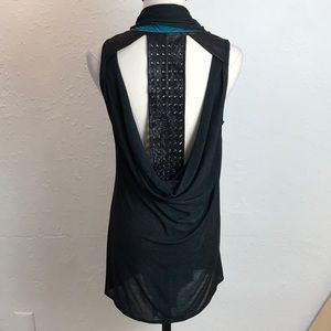 Leather eyelet band vest